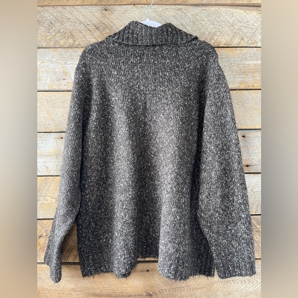 LL Bean Womens Size 2X Cable Knit Wool Blend Cardigan Sweater Speckled Fisherman - Picture 3 of 13